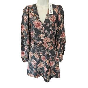 NWT Mink Pink paisley shIft dress belted boho long sleeve small career casual